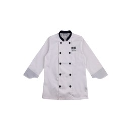 A large number of custom-made long-sleeved white chef uniforms with a design collar and double-breasted chef uniforms Chef clothing center KI114 A large number of custom-made long-sleeved white chef uniforms with a design collar and double-breasted chef uniforms Chef clothing center KI114